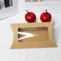Brown kraft paper pillow gift box with transparent PVC window for wedding candy display - Kraft Color