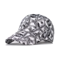Casquette de baseball hip-hop avec imprimé dollar américain intégral et visière courbée - Réglable / Dollar Blanc & Noir