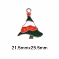 Ciondolo ad albero di Natale in lega con smalto rosso e verde e bordi dorati - 45# Albero di Natale