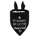 Close-up of black pet wedding bandana with My Humans Are Getting Married print - Style 7-Black My Humans Are Getting Married Bold