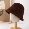 Cappello a secchiello invernale marrone in soffice pelliccia, design caldo e semplice - 56-58cm / caffè