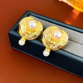 7# Silver Pin - Gold Faux Pearl