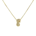 Detail of 18k gold plated letter F bubble pendant with full zircon stones on box chain - Letter F / Gold