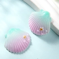 Ciondoli a conchiglia in resina sfumata con stelle dorate e perle per gioielli fai da te - Piccolo / Verde + Viola