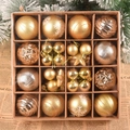 Christmas ornaments set featuring 42 gold and rose gold festive balls in a grid gift box - Gold 42PCS Gift Box Set