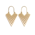 Gold V-shaped earrings with hollow mesh cutout design in polished stainless steel for women - Mesh / Gold