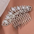 Elegante pettine per capelli da sposa con strass lucidi e design corona in argento - Stile Motivo a Corona Argento (HS-J7077S)