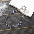 Porte-clés en perles de cristal irisées avec pendentif Elizabeth II en argent S925 - Gris Multicolore