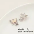 Pendentif papillon argenté avec incrustation nacrée et strass de 19x16x6mm 1.6g - Prix à l'unité / Forme de Papillon (8#)