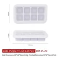 Moule à glaçons en silicone violet lilas avec 8 cavités en forme de patte de chat - 8 Grilles Rectangulaires (DM-15-20)