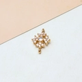 Detail eines vergoldeten Blumenverbinders mit Zirkonia für DIY-Schmuckherstellung - 07# Doppel-Ösen Kreuz-Blumen-Stil