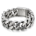Schweres Panzerkettenarmband für Herren aus 316L Edelstahl mit sicherem Kastenverschluss - Klassischer Silber-Stil (KB40303-D)