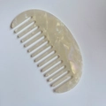 Elegant semi-circle acetate hair comb in creamy pearlescent white with wide teeth - Mermaid Iridescent