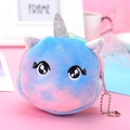 Tie-dye unicorn mini plush coin purse with glitter horn and metallic bead chain - Big Eyed Unicorn
