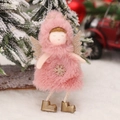 Pink plush Christmas angel doll with gold sequin antlers and wings for tree decoration - Pink Angel Pendant / Pink