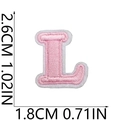 Pink embroidered letter L patch measuring 2.6cm high with white felt backing - L (Pink)