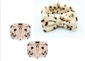 Set spa leopardato beige con fascia e polsini morbidi per lavare il viso e pelle - Set da 3 Pezzi con Fiocco Beige (194#) / Set di 3 pezzi