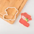 Christmas boot cookie cutter with gift motifs, 3D press stamp, white plastic 9x8cm - Gift Boot - Cutter