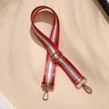 Adjustable nylon crossbody strap with red and white stripes and gold metal hardware - Bright Red and Gold (Gold Buckle)