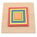 Square wooden puzzle toy for toddlers with concentric blocks in red, yellow, and blue - Shape Puzzle-Square (JM几何形状-正方形)