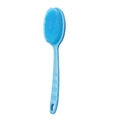 Light blue silicone bath brush with long handle and non-slip grip for body scrubbing - Long Handle Style / Blue