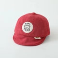 Adorable red baby suede cap featuring a soft brim and a cute bear embroidery patch - Bear / Burgundy