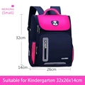 Navy and rose red ergonomic preschool backpack for kids with cute bear logo print - Small (32x26x14cm) / Rose Red