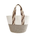 Bohemian cotton rope woven tote bag in cream white and brown with herringbone straps - Large / Argyle