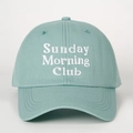 Muntgroene Sunday Morning Club-honkbalpet in vintage katoenen twill met borduursel - Watergroen
