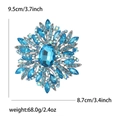 Broche fleur en cristal bleu classique avec dimensions 9.5cm et détails du poids - Bleu Lac