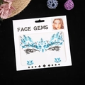 Blue and clear acrylic face gems stickers set with waterdrop and diamond shapes - 165*155mm / Blue