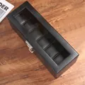 Zweistöckige Uhrenbox aus PU-Leder mit 6 Fächern und Carbon-Struktur im Design - W59B-Schwarzes Leder / 6 Slots Doppelbett