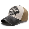 Three-tone vintage baseball cap featuring distressed brim and Jewel-Shine motor oil print - Adjustable / Black Brim