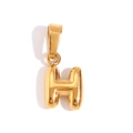 Minimalist 18K gold plated bubble letter H pendant with polished shiny metallic finish - Gold-H