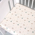 Space-themed cotton baby crib fitted sheet with astronaut rabbit and moon prints - Cosmic Rabbit / 120*60cm