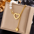 Hollow Heart Pearl Spliced Necklace (N1788)