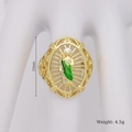 Dettaglio anello oro 23mm con icona in smalto verde e indicazione del peso di 4,5g - Stile Santo Smalto Verde Ovale (A)