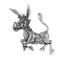 Vintage silver donkey brooch with embossed detail and antique metal finish - Vintage Silver Cartoon Donkey (JBSW295)
