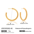 Polished gold stainless steel 40mm hoop earrings, waterproof and hypoallergenic style - 4.00cm / Gold