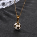 Golden football pendant necklace featuring classic black and white drip oil soccer texture - Gold Pendant Only