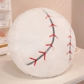 Baseball style plush pillow made of soft white fabric with realistic red stitching detail - Baseball Pillow