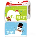 300 pieces roll of Christmas gift tag stickers with Santa, polar bear, and snowman designs - Multicolor (Style A)