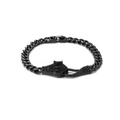Détail du bracelet gourmette noire avec fermoir tête de serpent pavé de zircons - 18cm / Bracelet Noir