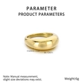 Dettagli dei parametri dell'anello in acciaio al titanio placcato oro 18k lucido 10mm - US 5 / Stile Lucido a Specchio a Cupola Largo 10 mm (KR1088038-K) / Oro
