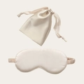 Beige faux silk sleep mask set including a matching drawstring storage pouch - Apricot