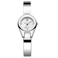 Elegant silver bangle watch for women with white mother-of-pearl dial and minimalist style - Silver Case White Dial Silver Band