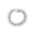 Catena cubana argentata con spine e pavé di strass con chiusura a fibbia quadrata - Argento 8 pollici (20 cm)