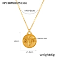 Titanium steel gold Aries zodiac coin pendant necklace with embossed ram head and star - Aries / Gold
