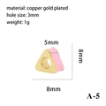 Pink enamel heart-shaped copper gold-plated bead for DIY jewelry making, 3mm hole - Pink Triangle (A-5)