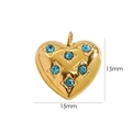 14K vergoldeter Herzanhänger mit blauen Kristallen, 15mm Edelstahl DIY Schmuckzubehör - Seeblau